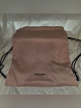 Prada Pink Satin Drawstring Backpack with Black Straps